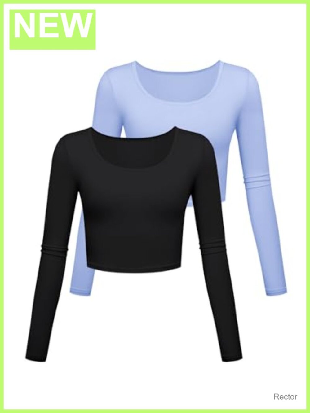 Women's Long Sleeve Crop Top Scoop Neck Fitted Yoga Workout Tee